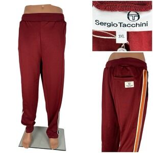 Sergio Tacchini Mens 3XL Pants Monte Joggers Red Merlot Cotton Blend NWT